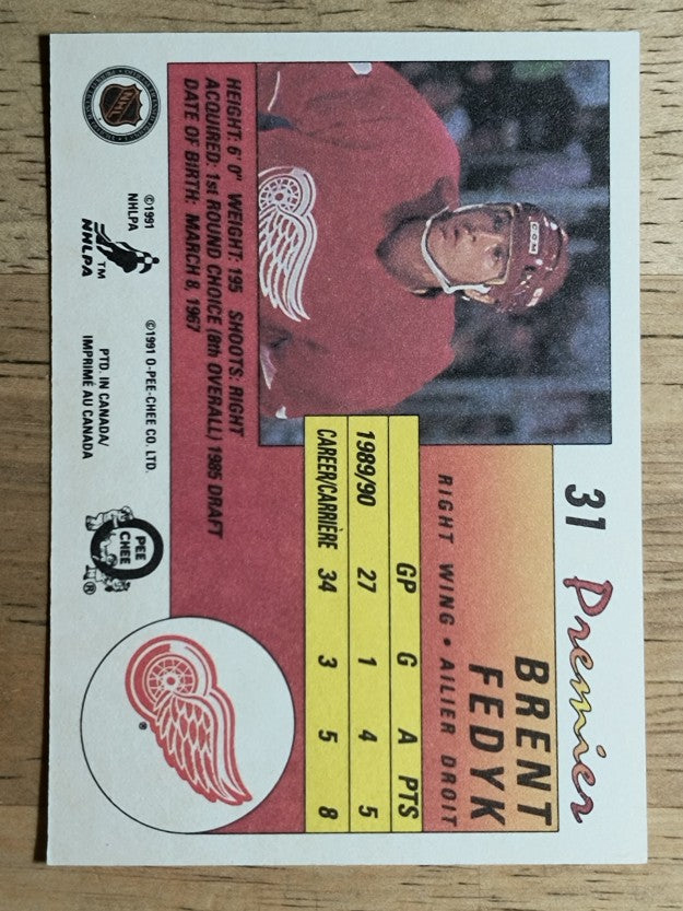 1990-91 OPC Premier #31 Brent Fedyk RC