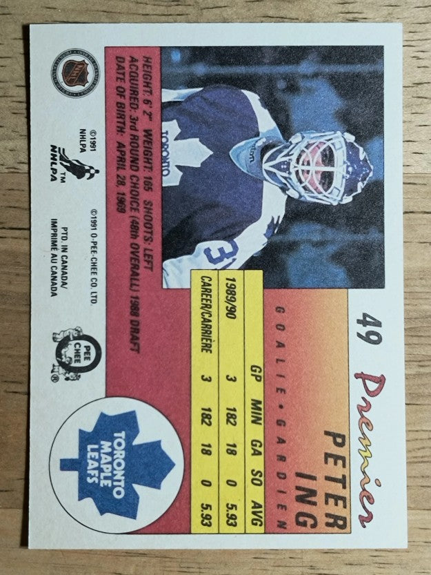 1990-91 OPC Premier #49 Peter Ing RC