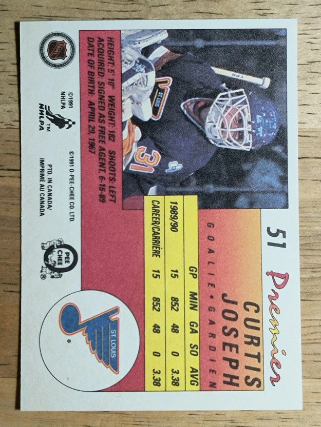 1990-91 OPC Premier #51 Curtis Joseph RC