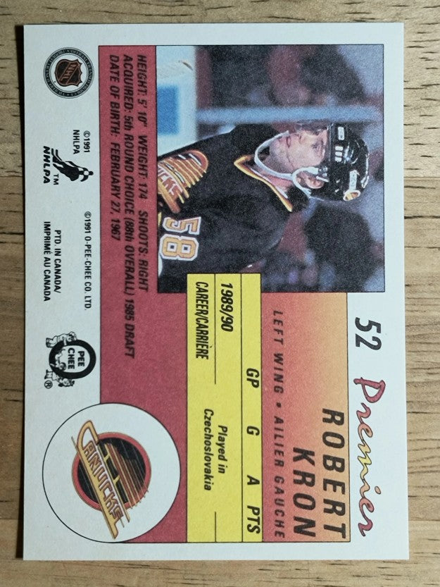 1990-91 OPC Premier #52 Robert Kron RC
