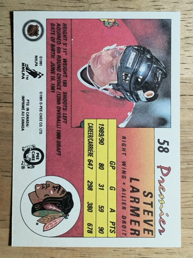 1990-91 OPC Premier #58 Steve Larmer