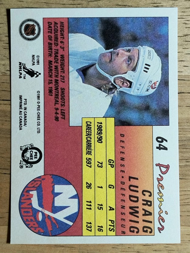 1990-91 OPC Premier #64 Craig Ludwig
