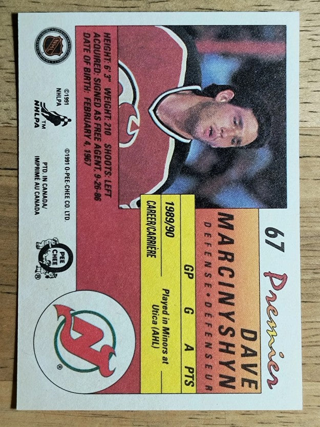 1990-91 OPC Premier #67 David Marcinyshyn RC