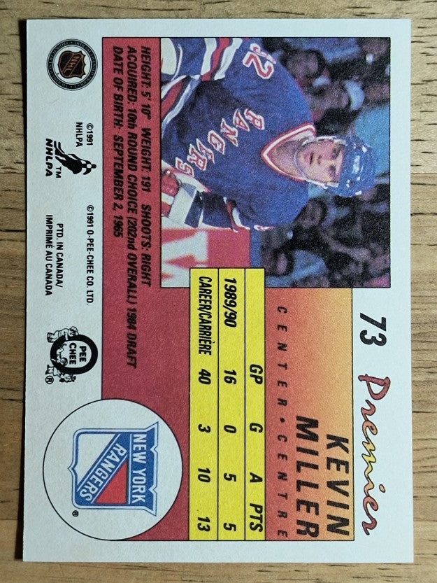 1990-91 OPC Premier #73 Kevin Miller RC