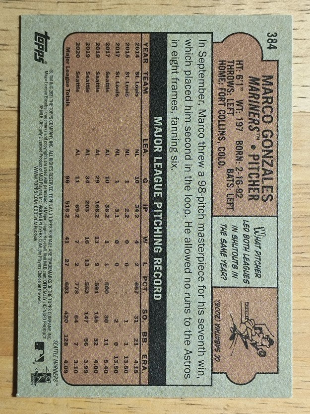 2021 Topps Heritage #384 Marco Gonzales