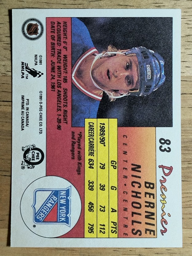 1990-91 OPC Premier #83 Bernie Nicholls