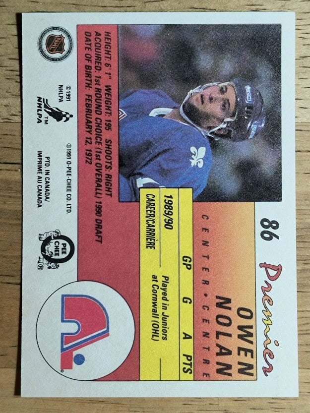 1990-91 OPC Premier #86 Owen Nolan RC