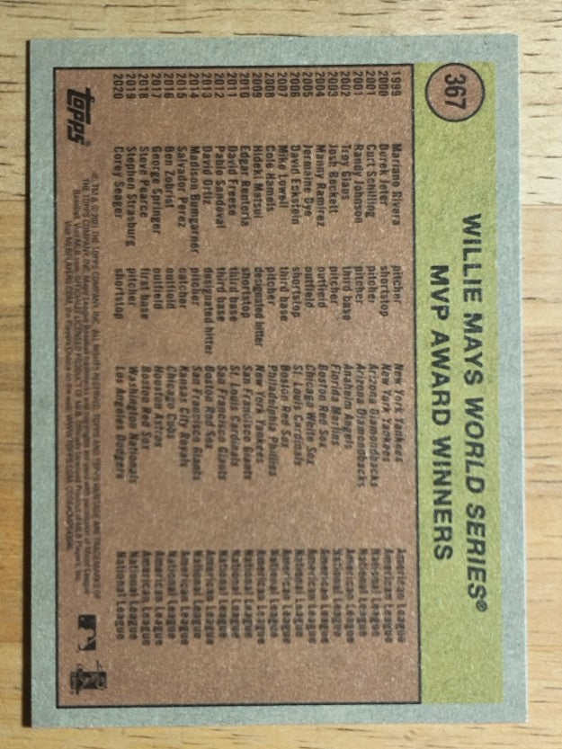 2021 Topps Heritage #367 Willie Mays World Series MVP Award