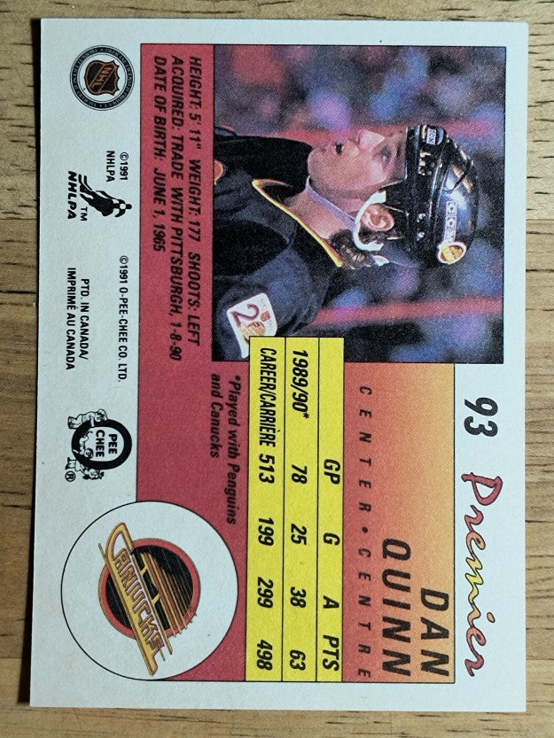 1990-91 OPC Premier #93 Dan Quinn