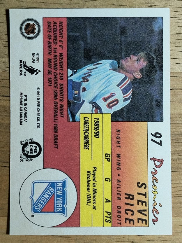 1990-91 OPC Premier #97 Steven Rice RC