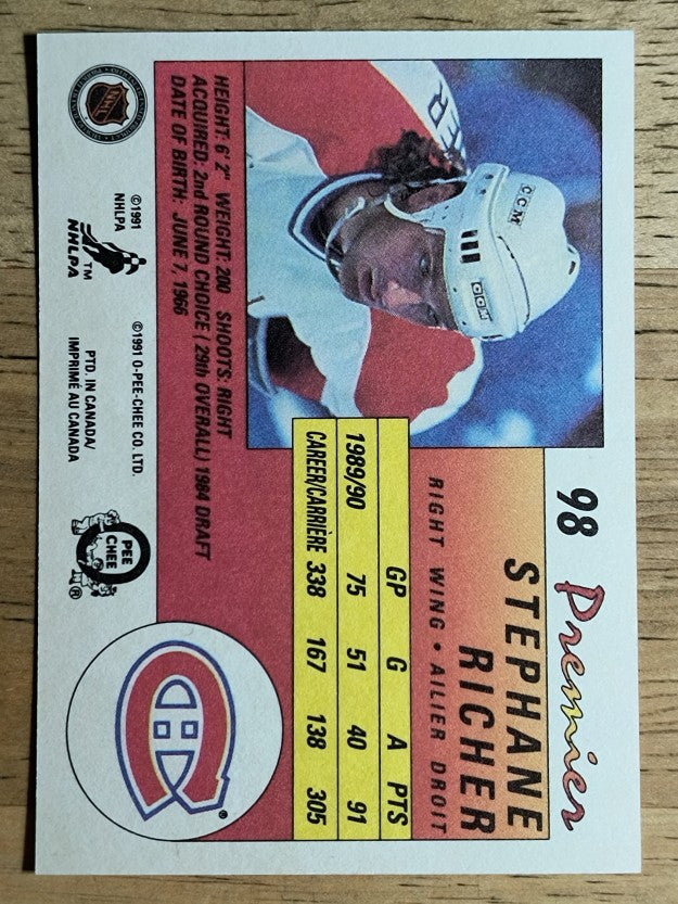 1990-91 OPC Premier #98 Stephane Richer