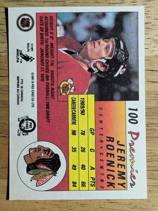 1990-91 OPC Premier #100 Jeremy Roenick RC