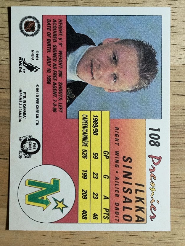 1990-91 OPC Premier #108 Ilkka Sinisalo