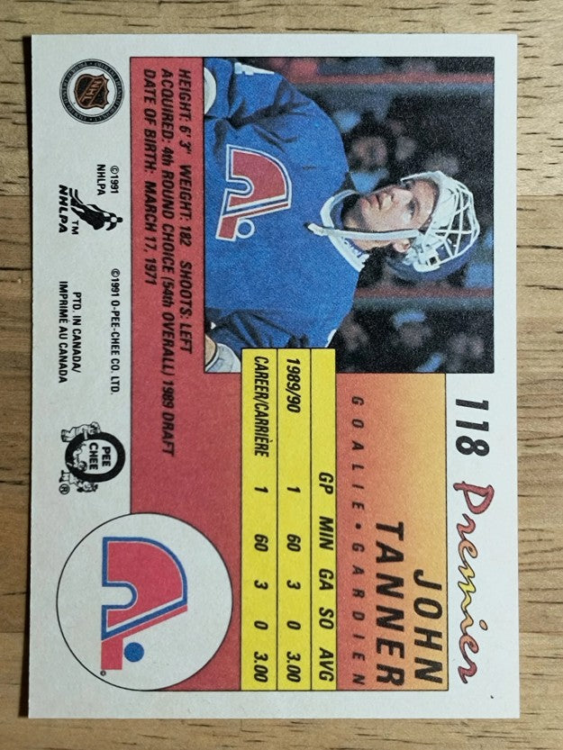 1990-91 OPC Premier #118 John Tanner RC