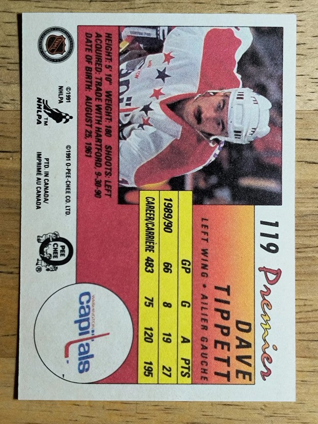 1990-91 OPC Premier #119 Dave Tippett