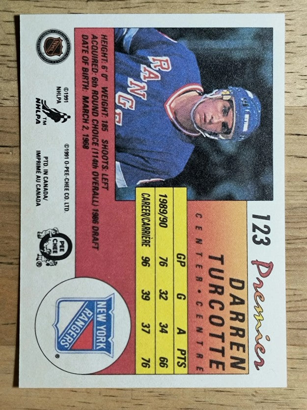 1990-91 OPC Premier #123 Darren Turcotte RC