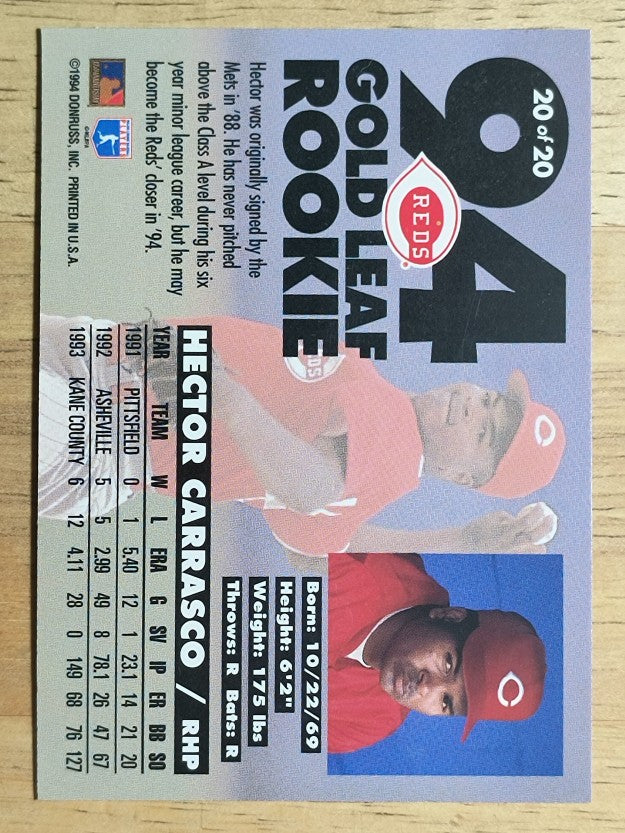 1994 Leaf Gold Rookies #20 Hector Carrasco