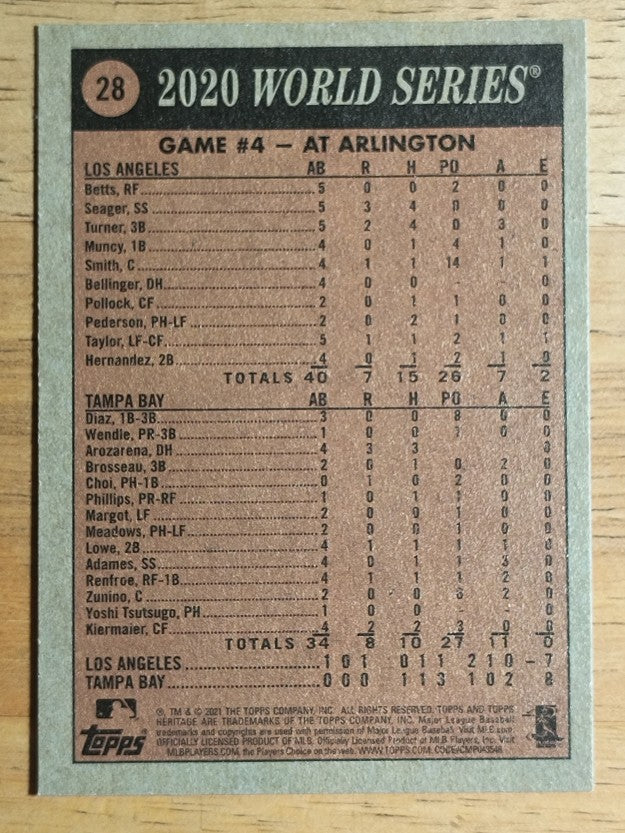 2021 Topps Heritage #28 Game 4 World Series HL