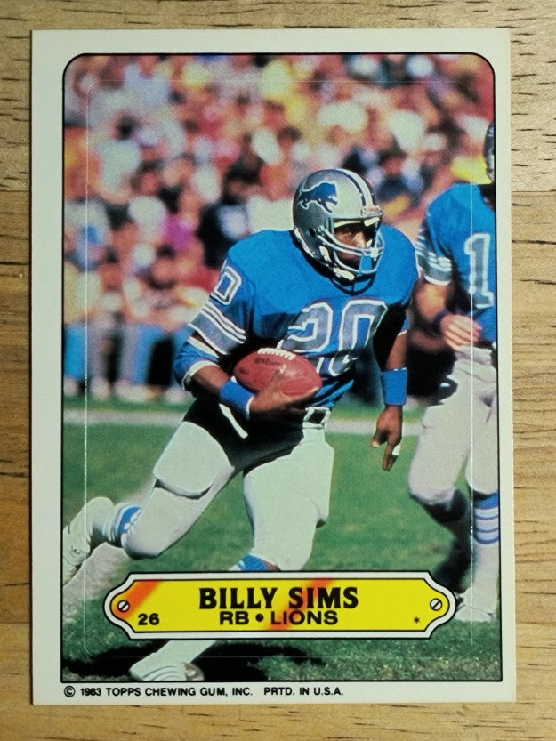 1983 Topps Sticker Inserts #26 Billy Sims