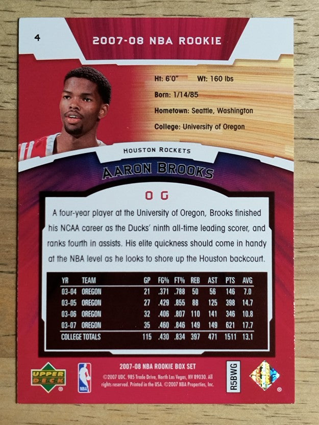 2007-08 Upper Deck NBA Rookie Box Set #4 Aaron Brooks