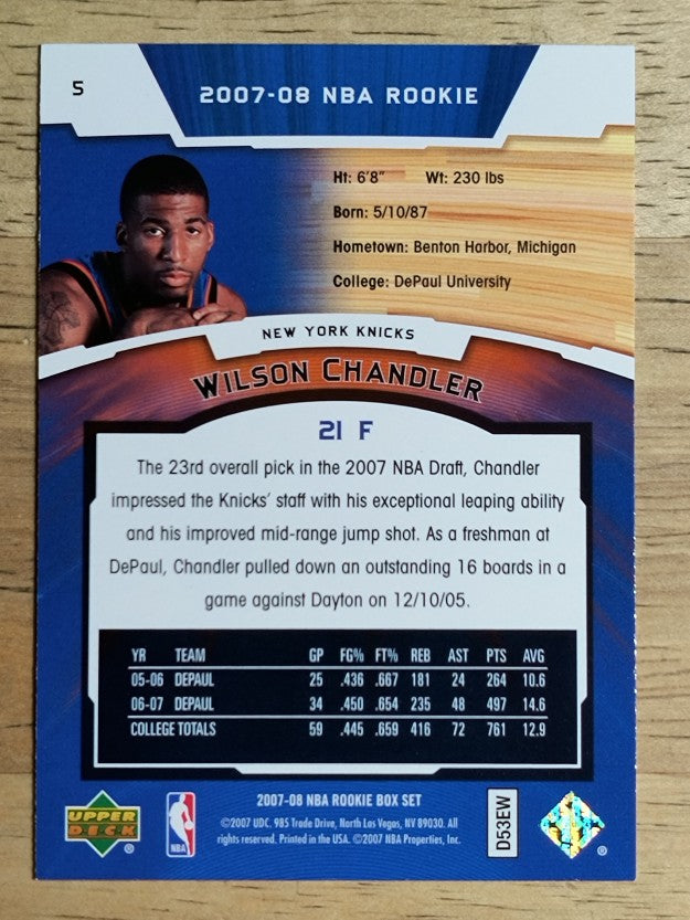 2007-08 Upper Deck NBA Rookie Box Set #5 Wilson Chandler