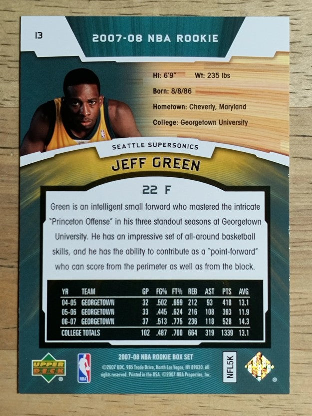 2007-08 Upper Deck NBA Rookie Box Set #13 Jeff Green