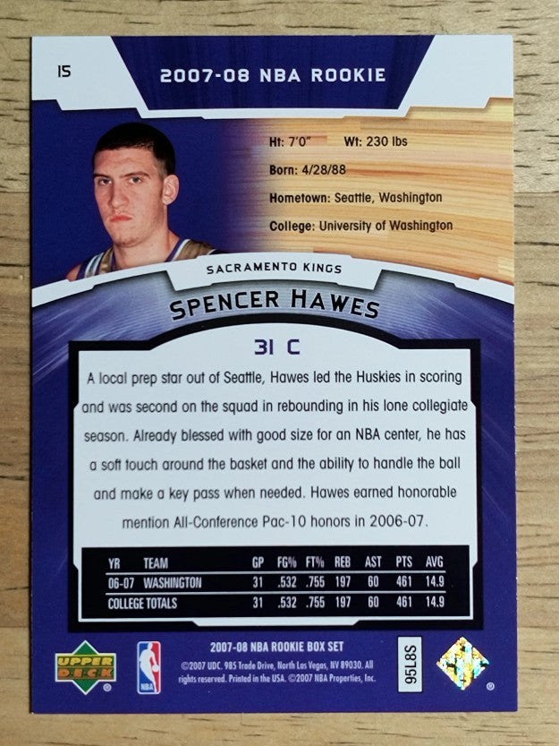 2007-08 Upper Deck NBA Rookie Box Set #15 Spencer Hawes