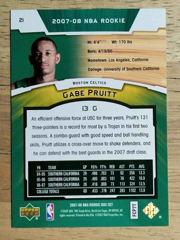 2007-08 Upper Deck NBA Rookie Box Set #21 Gabe Pruitt