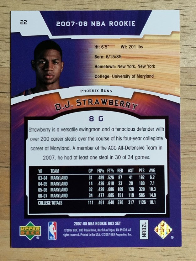 2007-08 Upper Deck NBA Rookie Box Set #22 D.J. Strawberry