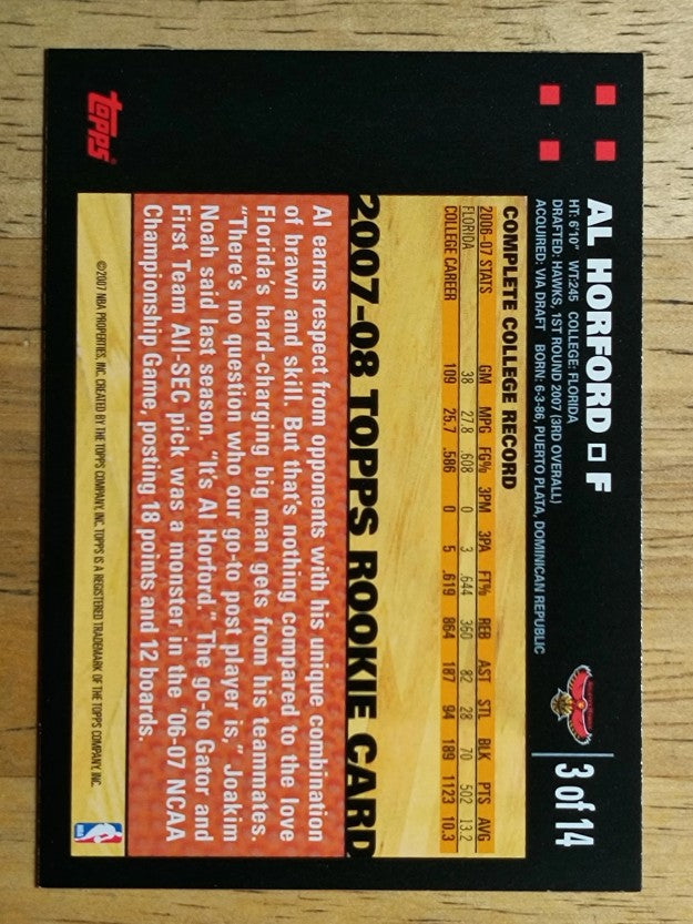 2007-08 Topps Rookie Set #3 Al Horford