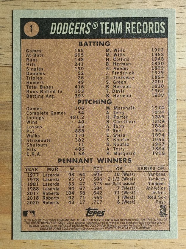 2021 Topps Heritage #1 World Champions