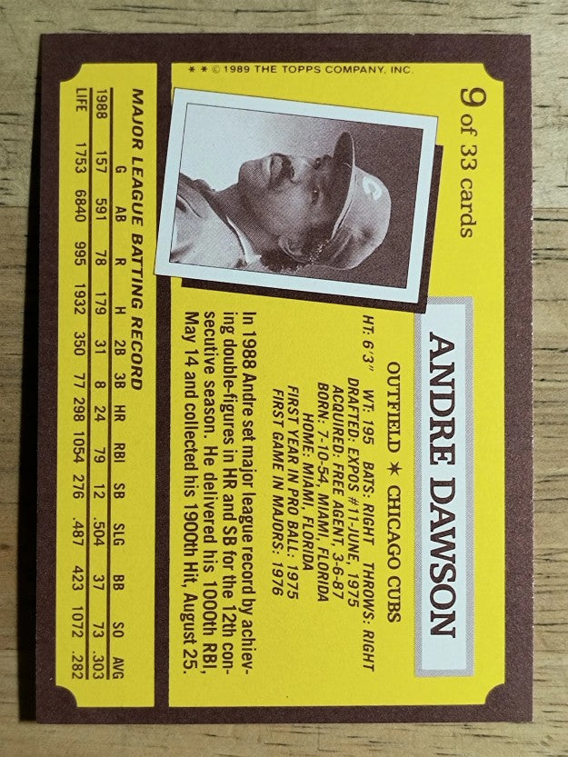1989 Kay-Bee #9 Andre Dawson