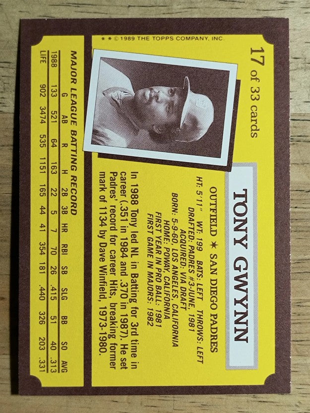 1989 Kay-Bee #17 Tony Gwynn