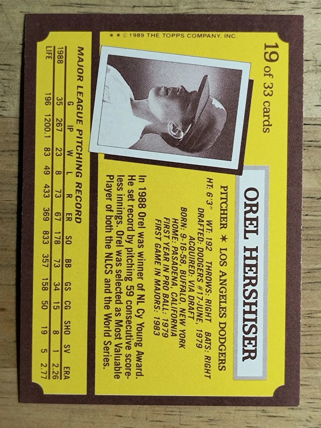 1989 Kay-Bee #19 Orel Hershiser