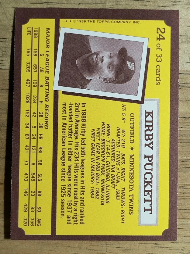 1989 Kay-Bee #24 Kirby Puckett