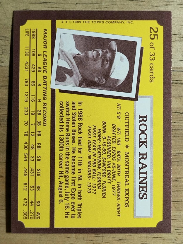 1989 Kay-Bee #25 Tim Raines