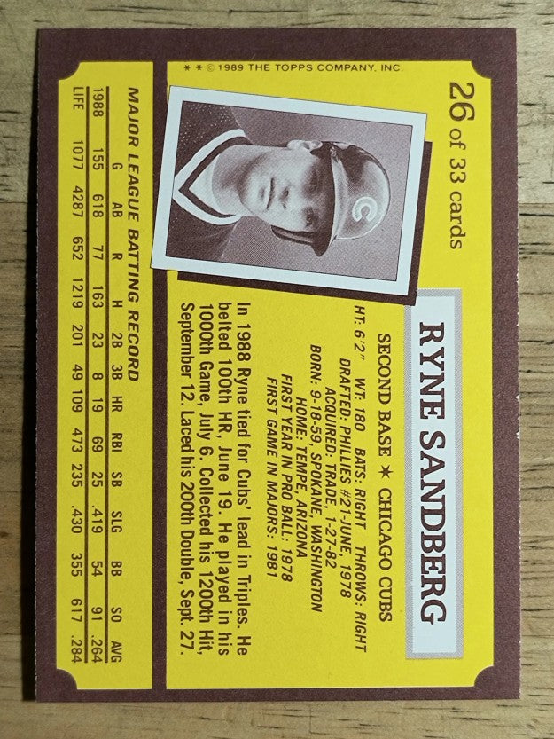 1989 Kay-Bee #26 Ryne Sandberg