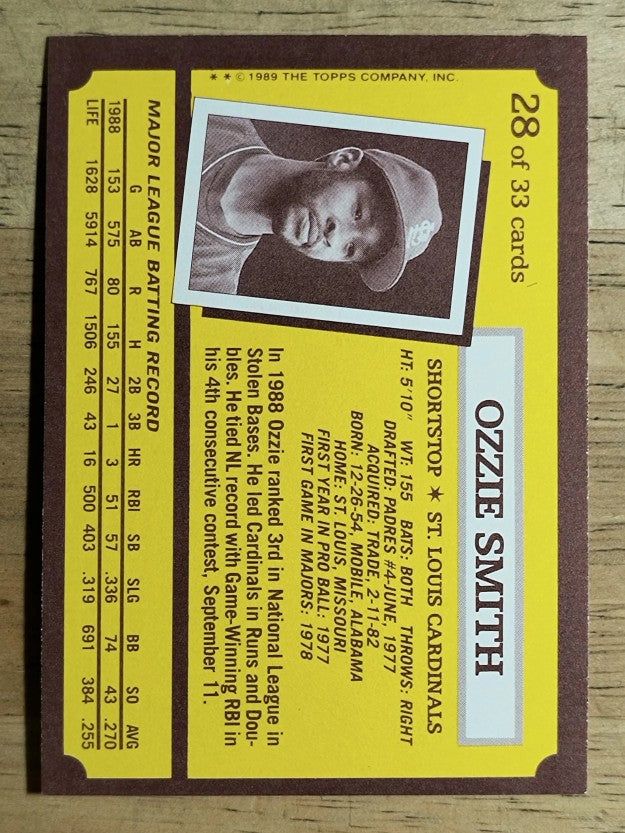 1989 Kay-Bee #28 Ozzie Smith