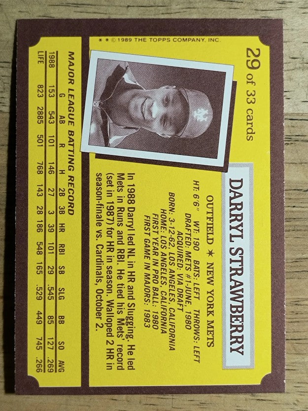 1989 Kay-Bee #29 Darryl Strawberry