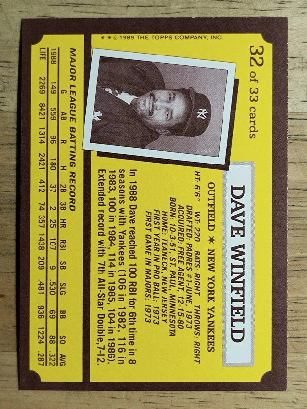 1989 Kay-Bee #32 Dave Winfield