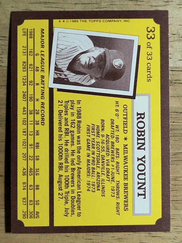 1989 Kay-Bee #33 Robin Yount