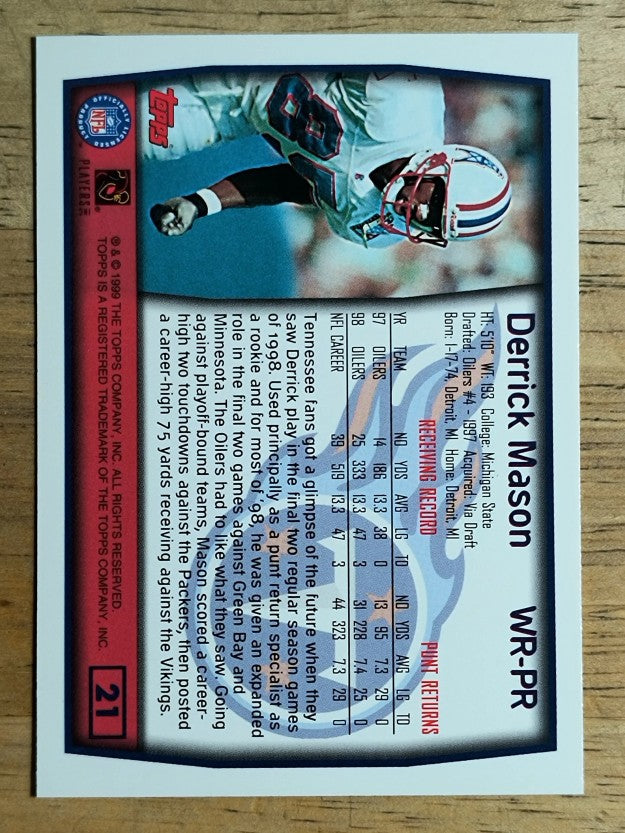 1999 Topps #21 Derrick Mason