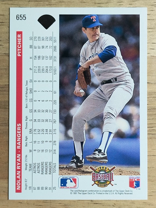 1992 Upper Deck #655 Nolan Ryan