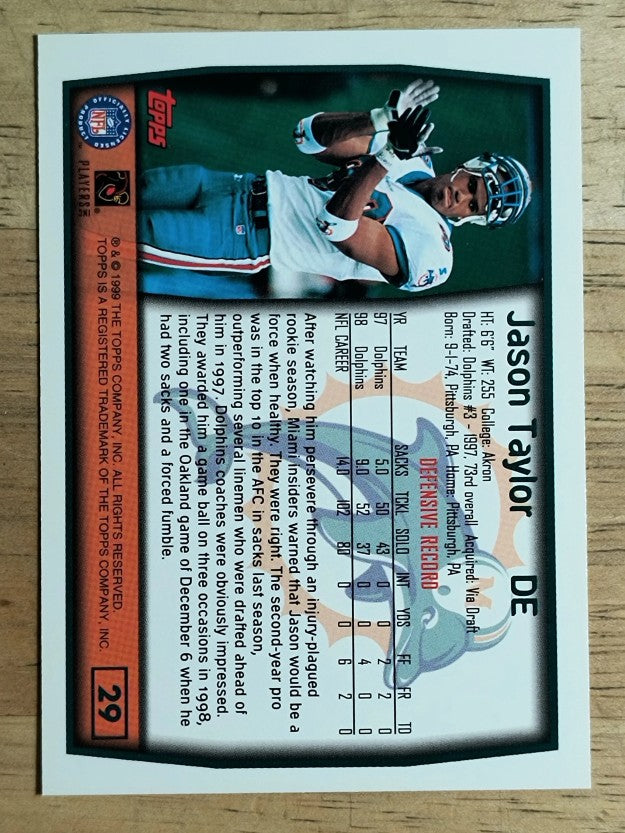 1999 Topps #29 Jason Taylor