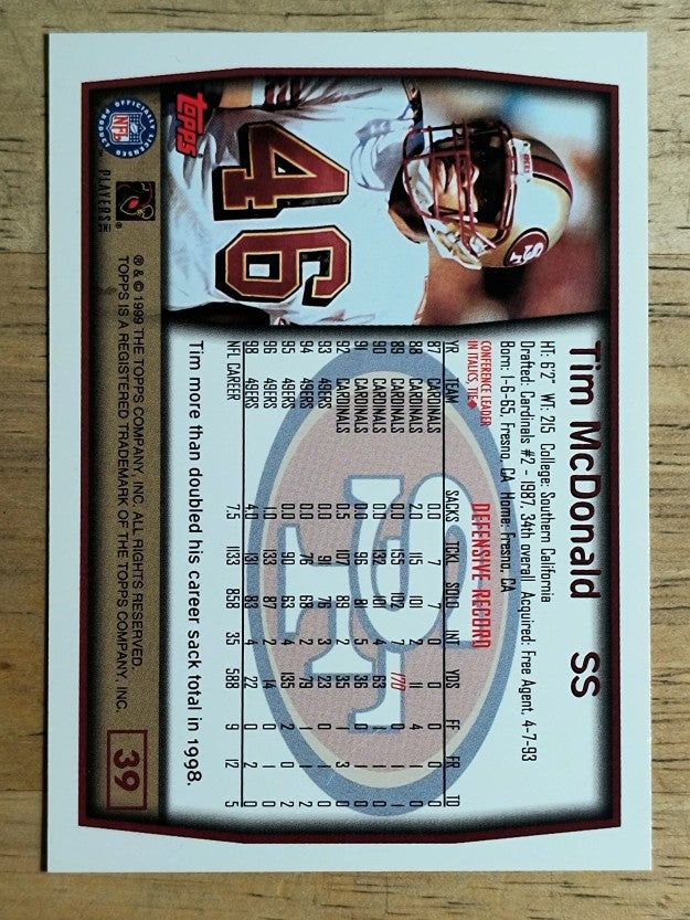 1999 Topps #39 Tim McDonald