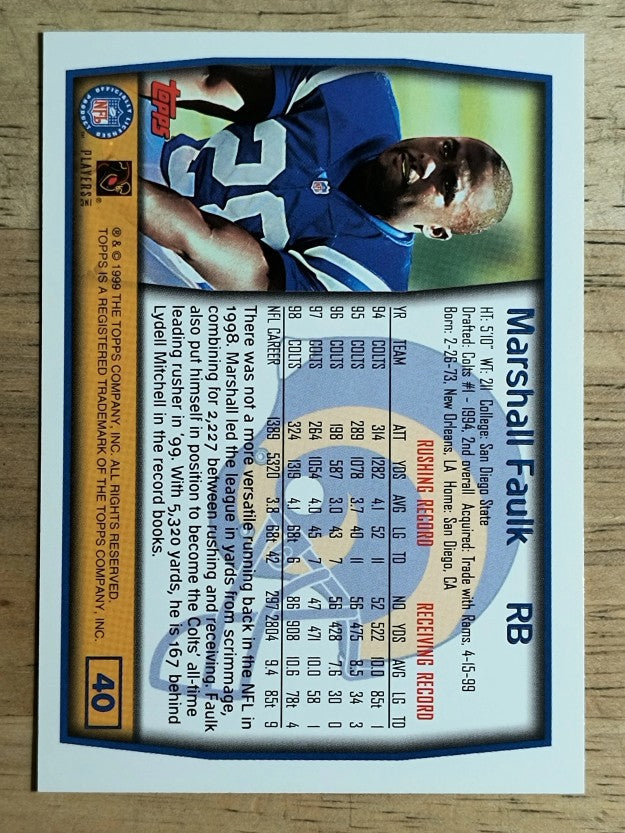 1999 Topps #40 Marshall Faulk