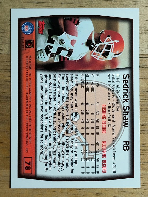 1999 Topps #78 Sedrick Shaw
