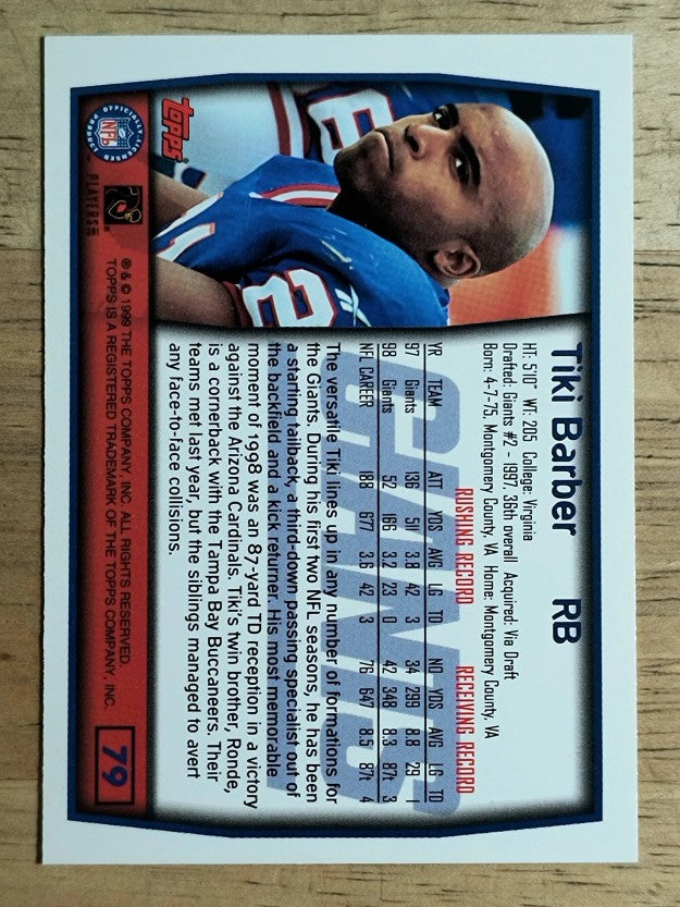1999 Topps #79 Tiki Barber