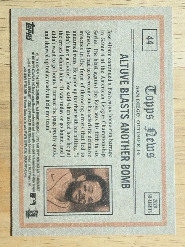 2021 Topps Heritage #44 Jose Altuve IA