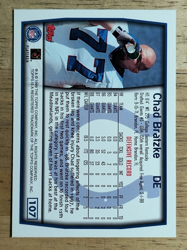1999 Topps #107 Chad Bratzke